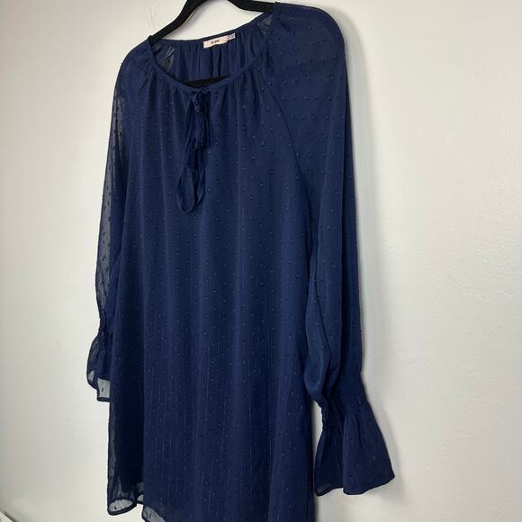 Francesca's Collections Mi Ami Womens Bell Sleeve Chiffon Shift Navy Dress Small - Picture 4 of 10